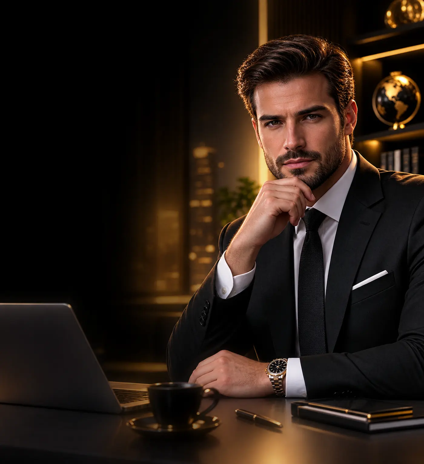 Empresário em ambiente corporativo sofisticado
